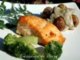 Recette Saumon avec sa purée de marrons et brocolis