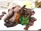 Recette Pigeon farci au foie gras et stollen, sauce porto aux raisins