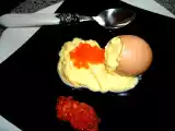 Recette Coquille d'oeufs brouillés aux oeufs de saumon