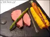 Recette Carottes nouvelles, filet de veau du limousin basse température, et jus au sésame noir