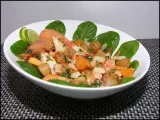 Recette Salade asiatique de pétoncles, crabe et gambas à la papaye et à la clémentine