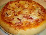 Recette Pate a pizza en map garnie au lardons et fromage de chevre