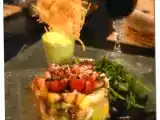 Recette Salade orchidée à la mangue et au gingembre, verrine d'avocat au coco...