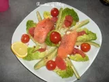 Recette Salade de rouleaux de saumon fume au chevre