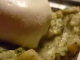 Recette Purée bicolore épinard, pommes de terre, parmesan, et oeuf poché
