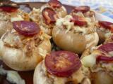 Recette Champignons crus-cuits farcis au fromage et chorizo