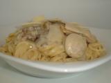 Recette Spaghetti sauce boudin blanc et champignons