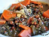 Recette Soupe lentilles, carottes, fanes de navet, fenouil, céleri aux herbes