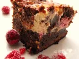 Recette Brownies renversés renversants aux framboises façon cheesecake