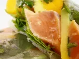 Recette Tartare saumon-mangue-avocat comme un rouleau de printemps ou d'ete
