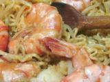 Recette Gambas sautées aux nouilles et soja, sauce satay ... et tag