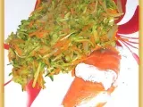 Recette Julienne carottes/courgettes, roulé de saumon à la ricotta aux herbes