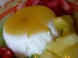 Recette Panna cotta, coulis exotique, fraises, ananas