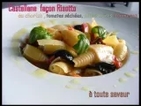 Recette Castellane façon risotto au chorizo, tomates, olives et parmesan