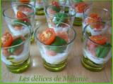 Recette Verrine pesto, ricotta et caviar de tomate