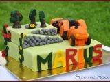Recette Gâteau d'anniversaire pour enfants, tracteur en pâte d'amandes