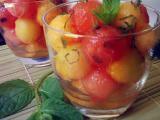 Recette Verrines melon & pasteque, miel gingembre et menthe