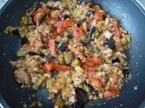 Recette Penne al tonno, melanzane, pomodori-pâtes au thon et aux aubergines