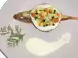 Recette Rouget farci aux petites légumes, sauce vin blanc au thym