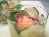 Recette Salade de melon, concombre et jambon cru, en verrine!