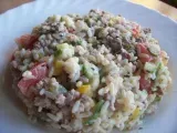 Recette Salade de riz au steak haché et aux petits légumes