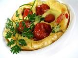 Recette Clafoutis aux tomates cerises, parmesan et huile de basilic vert