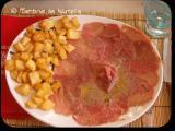 Recette Carpaccio de boeuf marinade huile d'olive/citron/herbes de provence et ses potatoes cubes