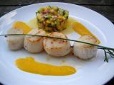 Recette Brochette de saint-jacques, riviera de mangue