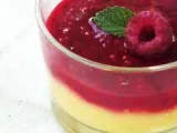 Recette Crème légère mangue et coulis framboises/menthe