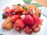 Recette Salade de fraises, melon, tomates et feta