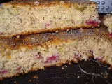 Recette Gâteau au yaourt au pavot, aux flocons d'avoine et aux framboises.