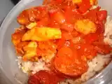 Recette Sauce piquante aux poivrons, chorizo et poulet