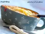 Recette clafoutis léger de pêches au fromage blanc et aux pralines roses