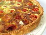 Recette Quiche tomates cerises, lardons, mozzarella et basilic