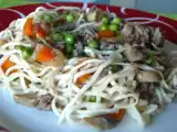 Recette Wok de nouilles aux petits légumes sautés et boeuf