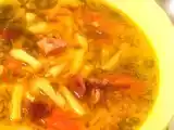 Recette Potage avec des haricots verts et lard fumé