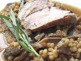 Recette Fumet de champignons à l'orge et à l'émincé de porc mariné