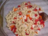 Recette Tortis au surimi et poivrons rouges assaisonnés à la mayonnaise maison