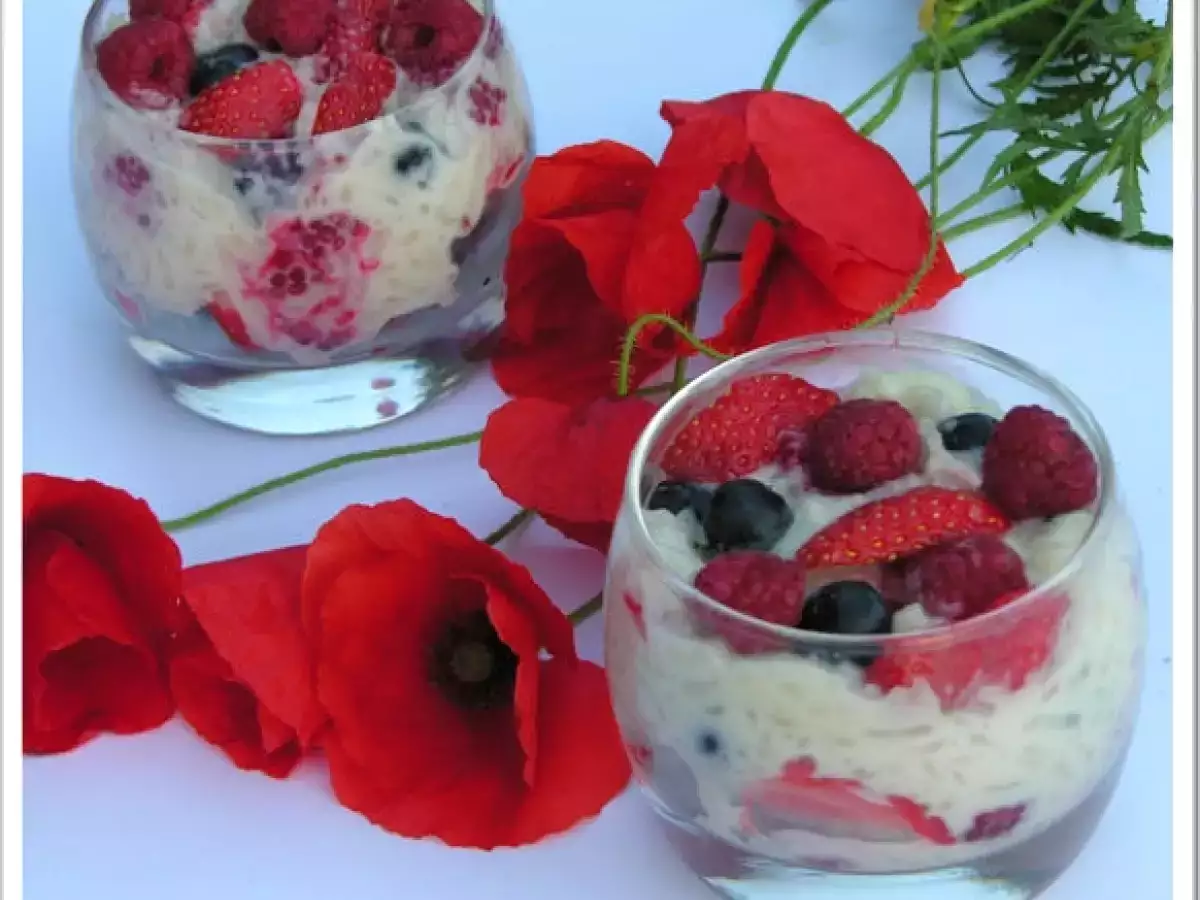 Recette Riz au lait de coco, chocolat blanc et fruits rouges