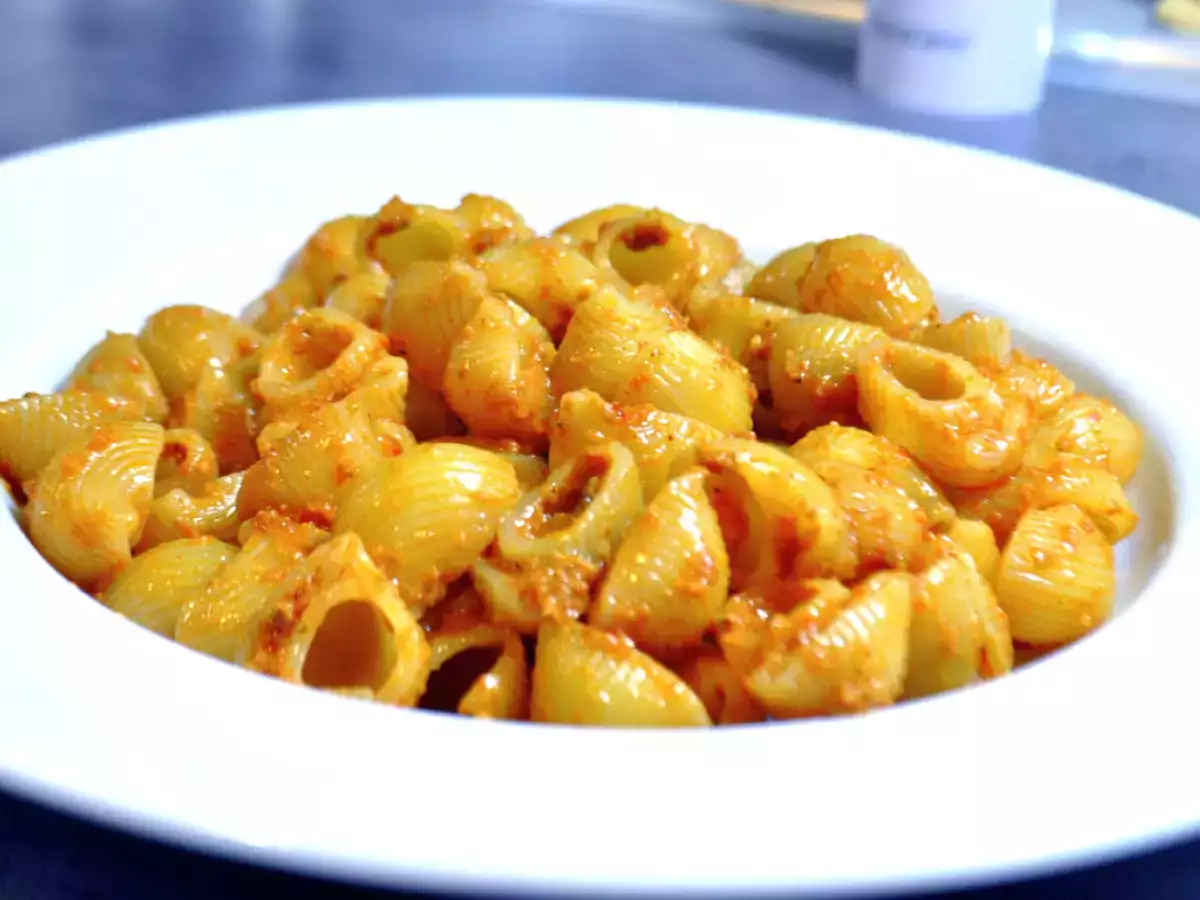 Recette Coudé au pesto de tomate séché, noix.