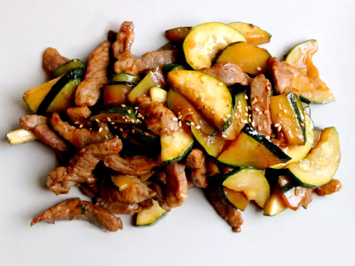 Recette Sauté de porc et courgette (sauce yakitori)