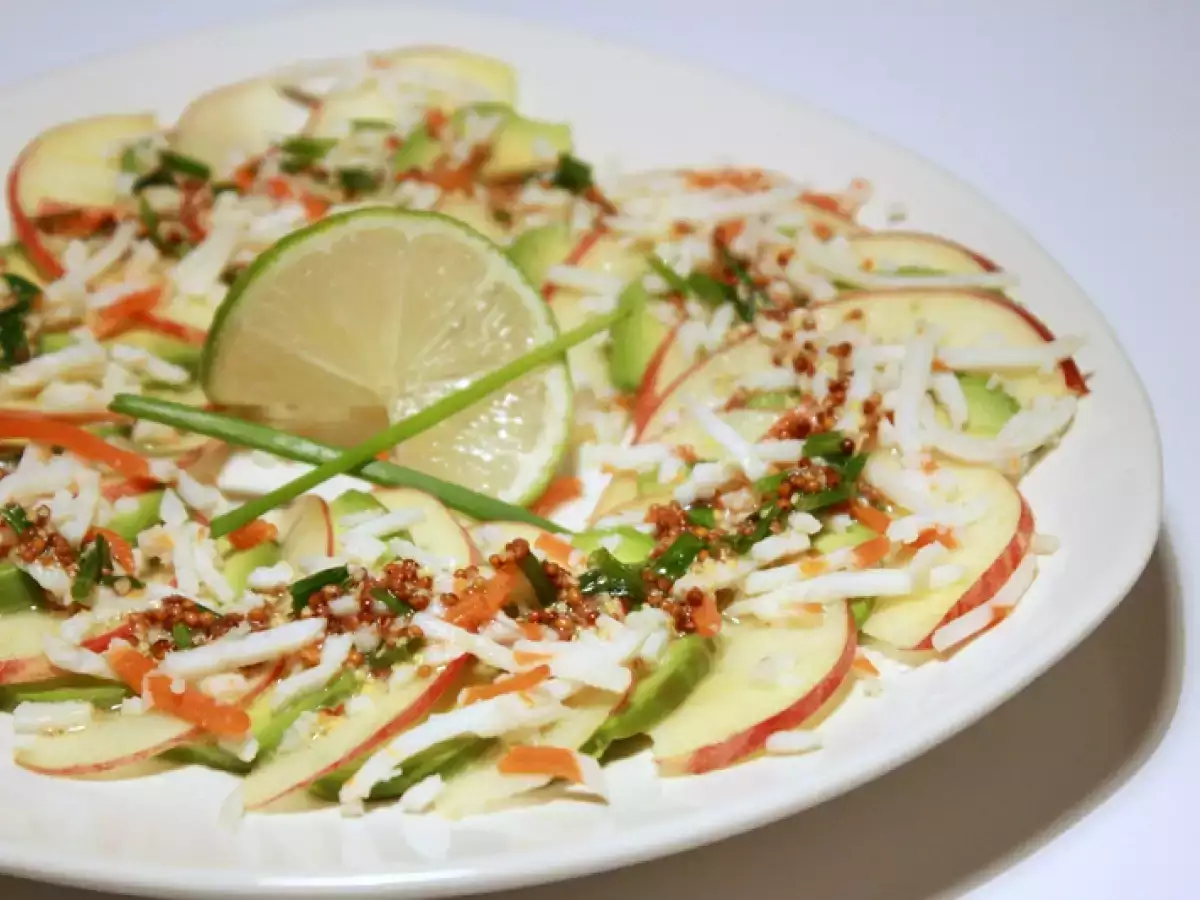 Recette Carpaccio avocat-pomme-crabe & citron vert