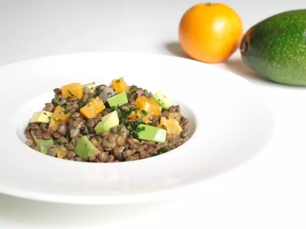 Recette Salade de lentilles à l'orange, avocat & coriandre