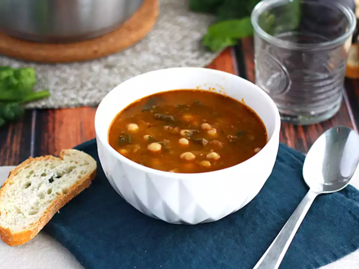 Recette Soupe de pois chiches aux épinards