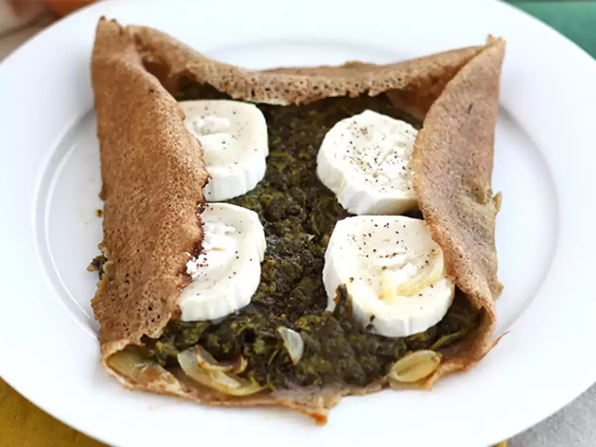 Recette Galette au fromage de chèvre et aux épinards