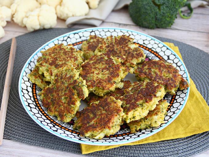 Galettes de chou-fleur et brocoli au curry