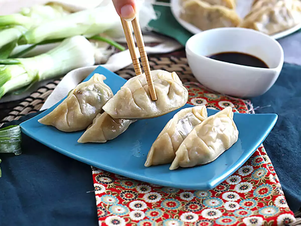 Recette Gyozas au poulet, carottes et champignons