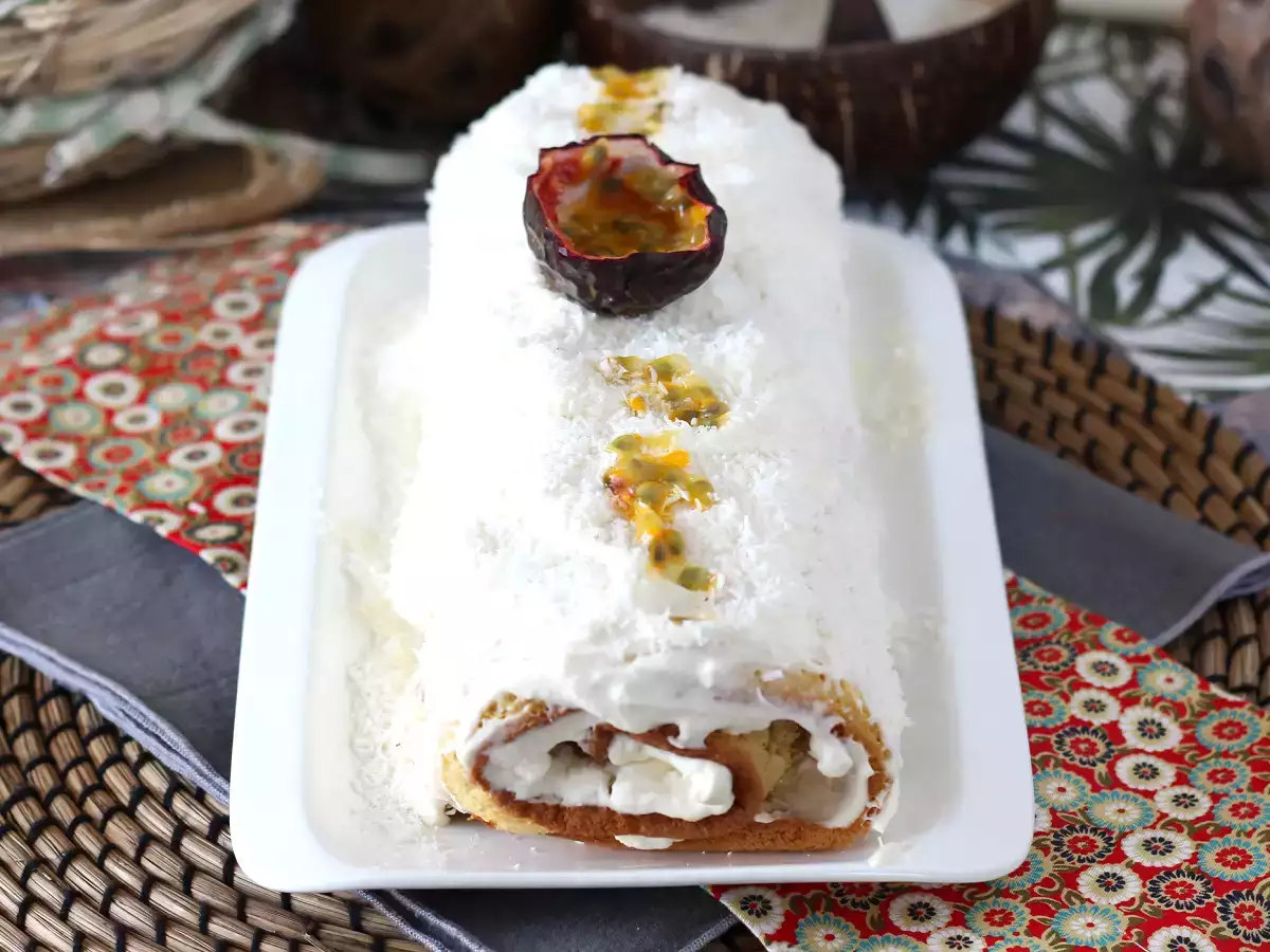 Recette Roulé coco passion, parfait comme bûche de noël