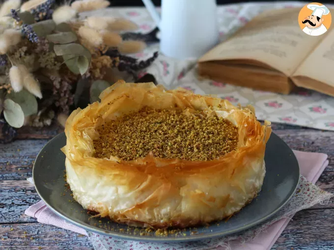 Cheesecake façon baklava à la pistache, croustillant et fondant