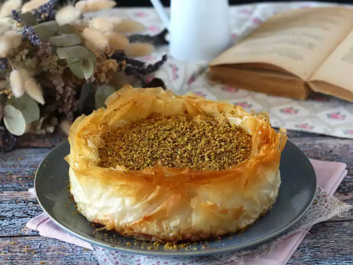 Recette Cheesecake façon baklava à la pistache, croustillant et fondant